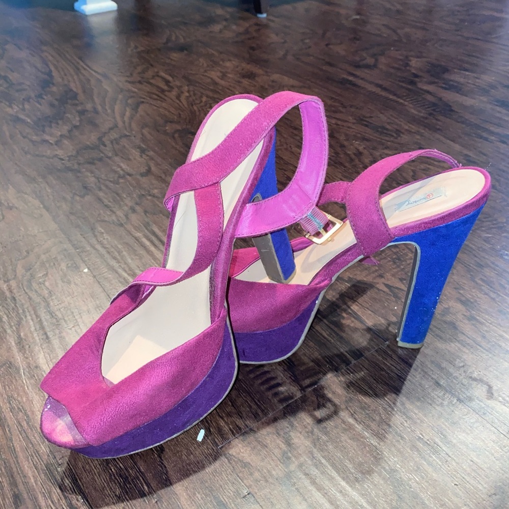 Color block open toed Pumps heels